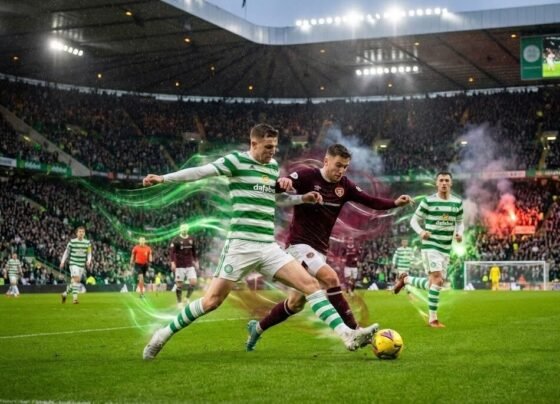 The clash between Celtic and Heart of Midlothian