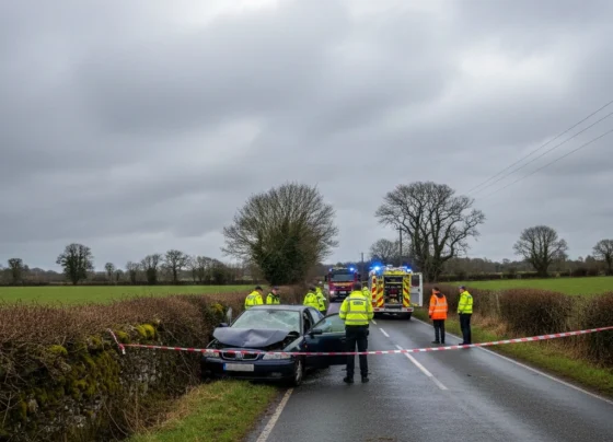 Irish rural road crash scene