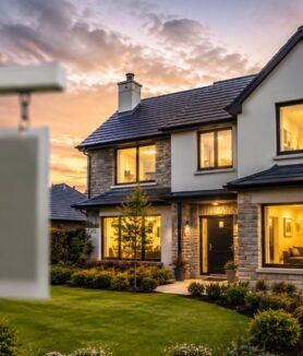 A modern Irish home at dusk representing mortgage rate decisions.