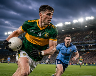 David Clifford playing Gaelic football for Kerry during a championship match in Ireland.
