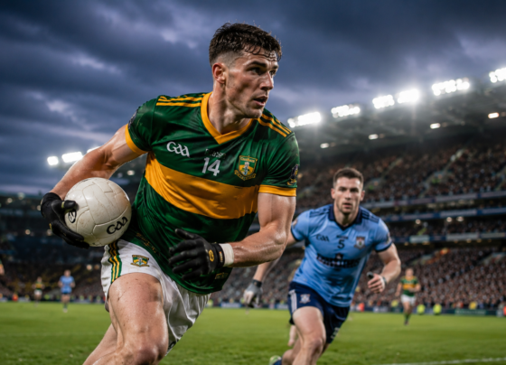 David Clifford playing Gaelic football for Kerry during a championship match in Ireland.