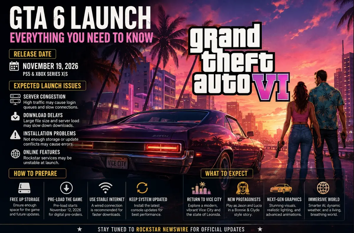 GTA 6 Launch: Release Date, Expected Issues, and Everything Players Should Know in 2026