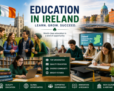 Education in Ireland showing students learning in a modern Irish classroom
