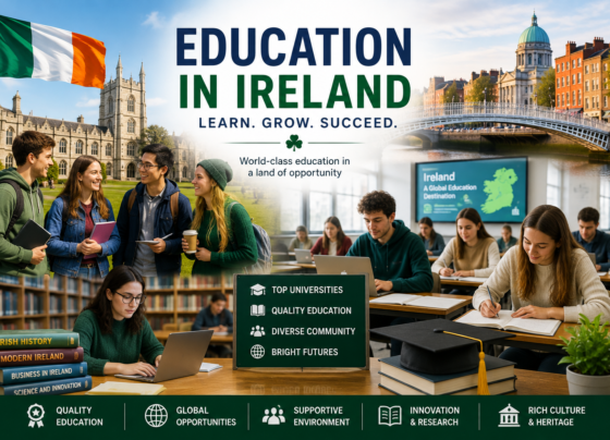 Education in Ireland showing students learning in a modern Irish classroom