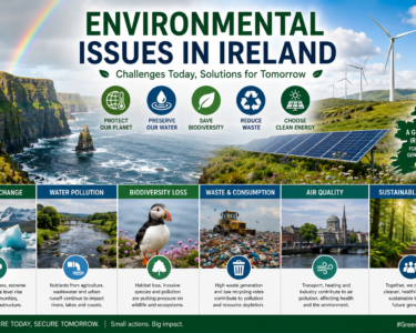 Environmental Issues in Ireland showing Irish landscapes, renewable energy and environmental conservation