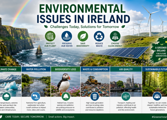 Environmental Issues in Ireland showing Irish landscapes, renewable energy and environmental conservation